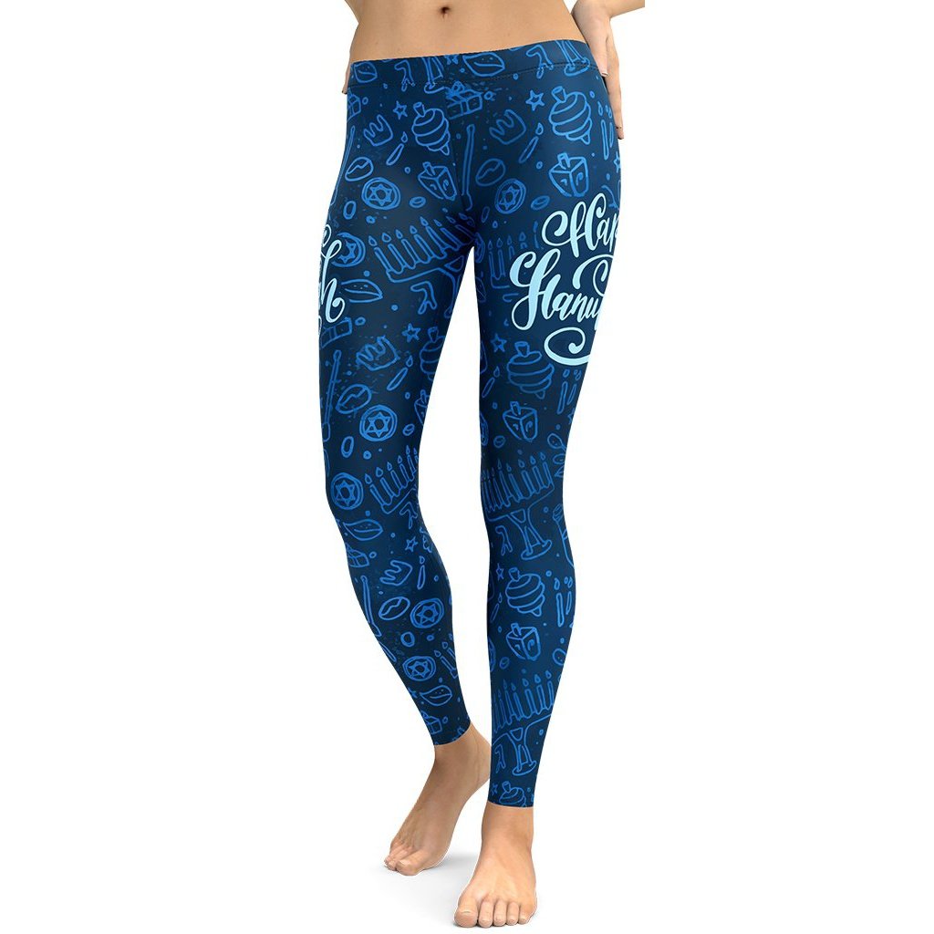 Happy Hanukkah Leggings - FiercePulse - Premium Workout Leggings - Yoga Pants