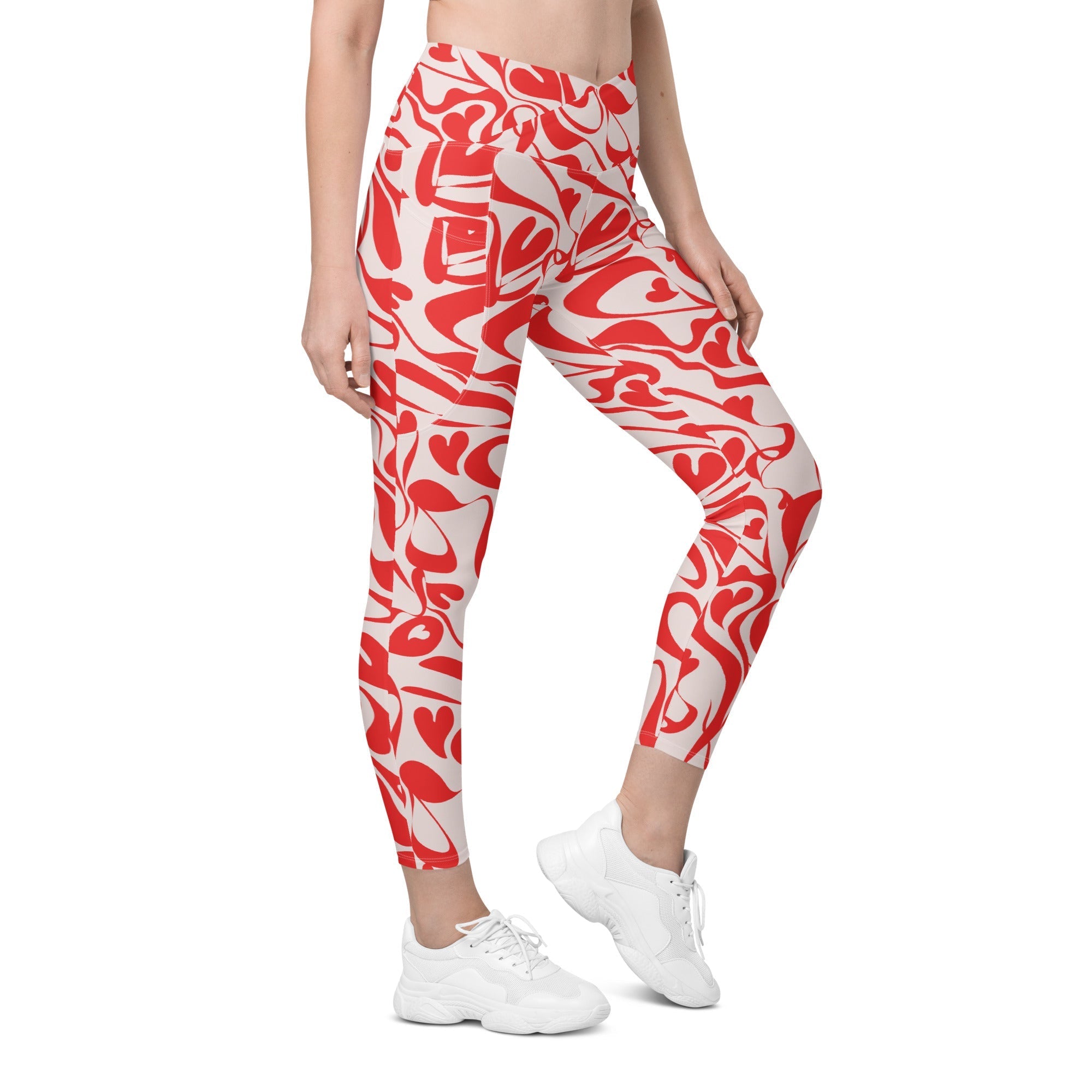 Heart Swirl Crossover Leggings With Pockets