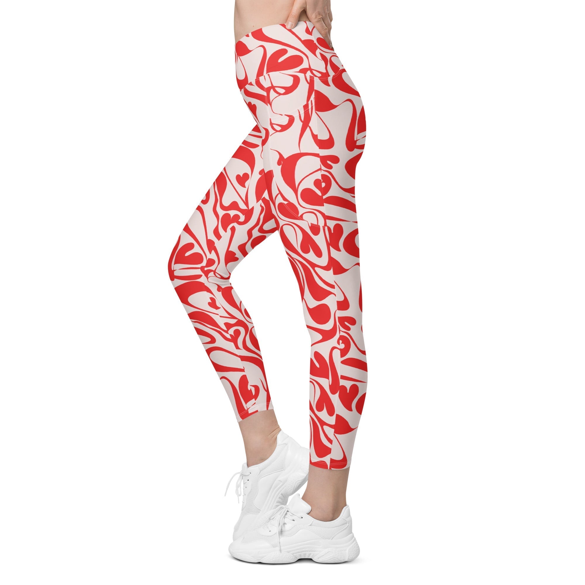 Heart Swirl Crossover Leggings With Pockets