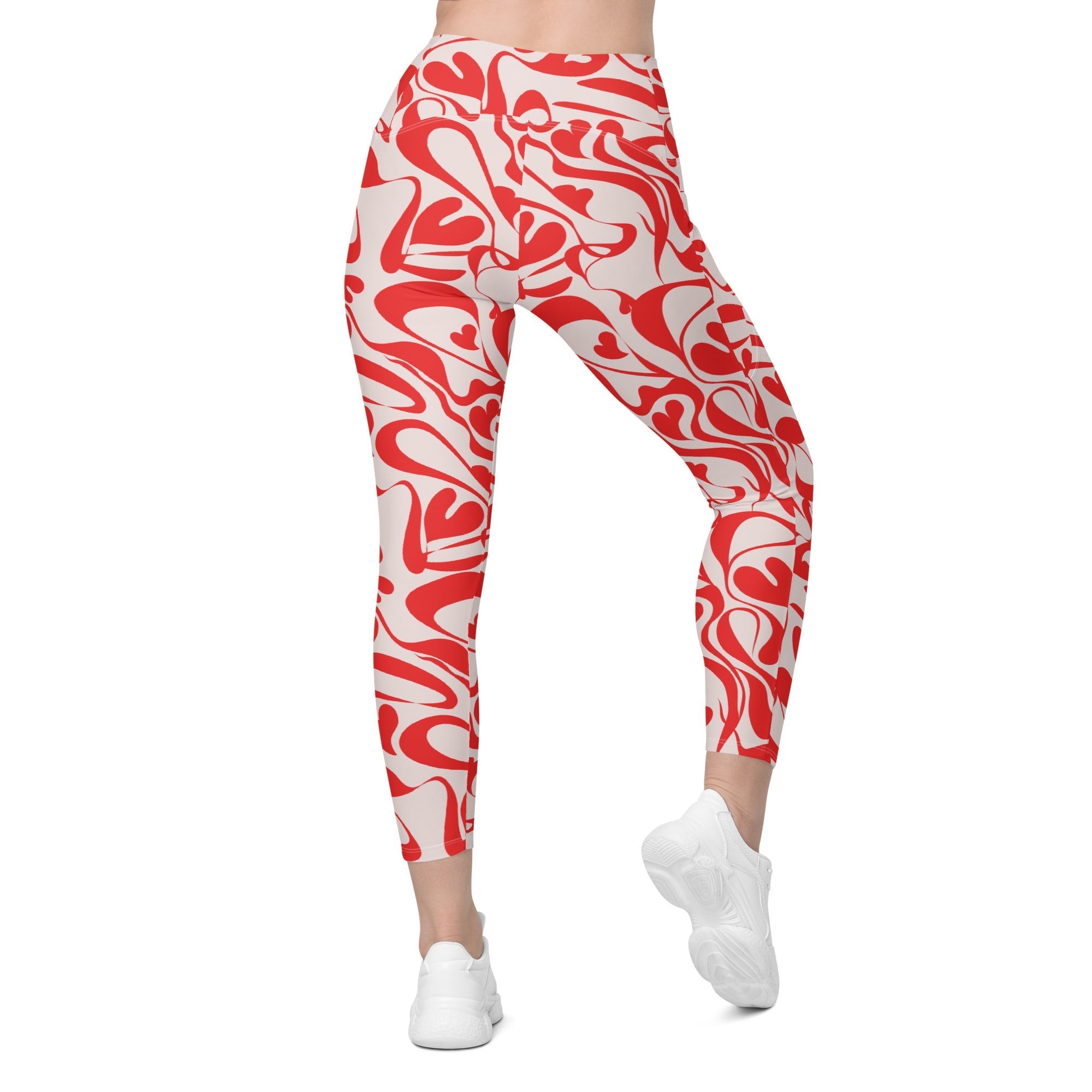 Heart Swirl Crossover Leggings With Pockets