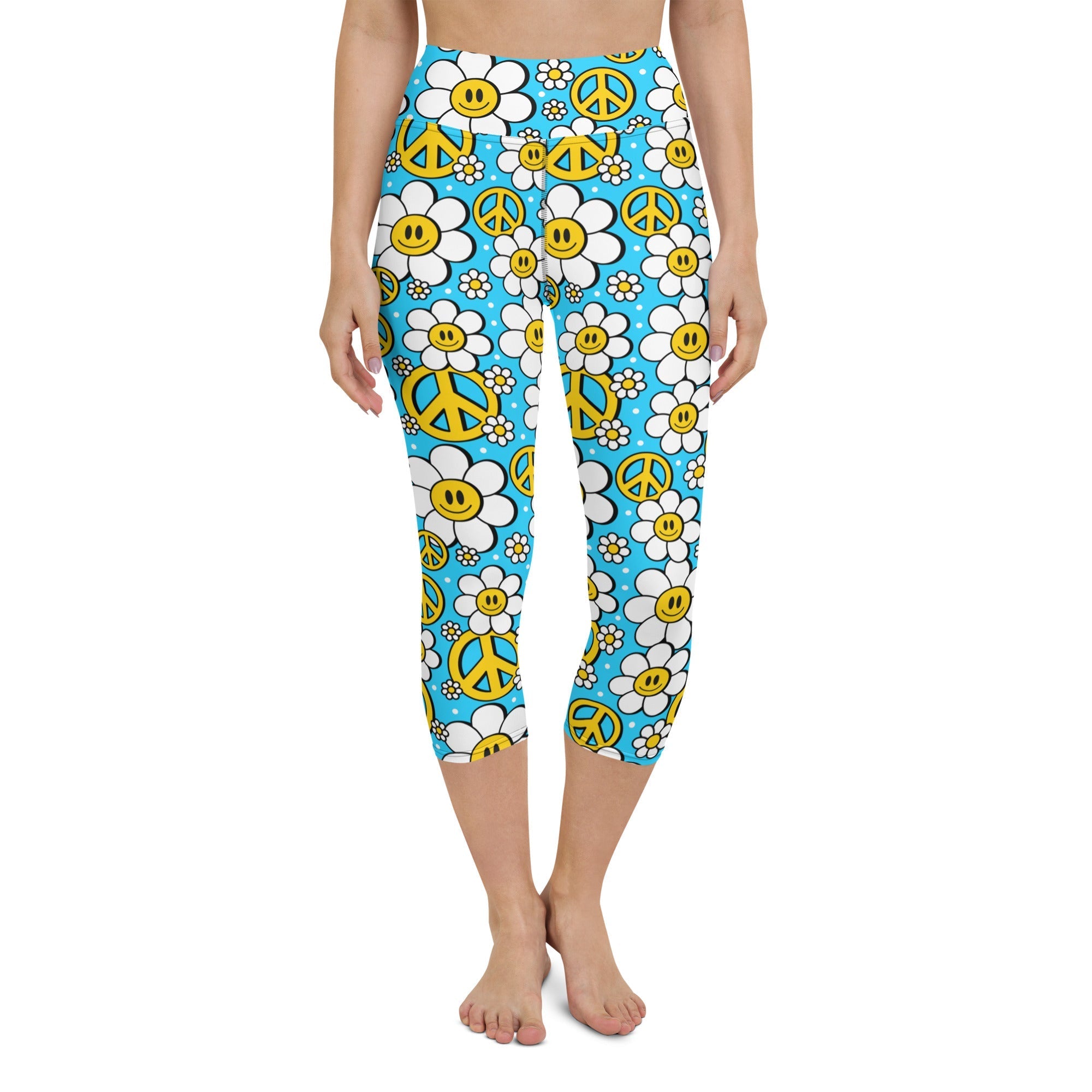 Hippie Flower Pattern Yoga Capris