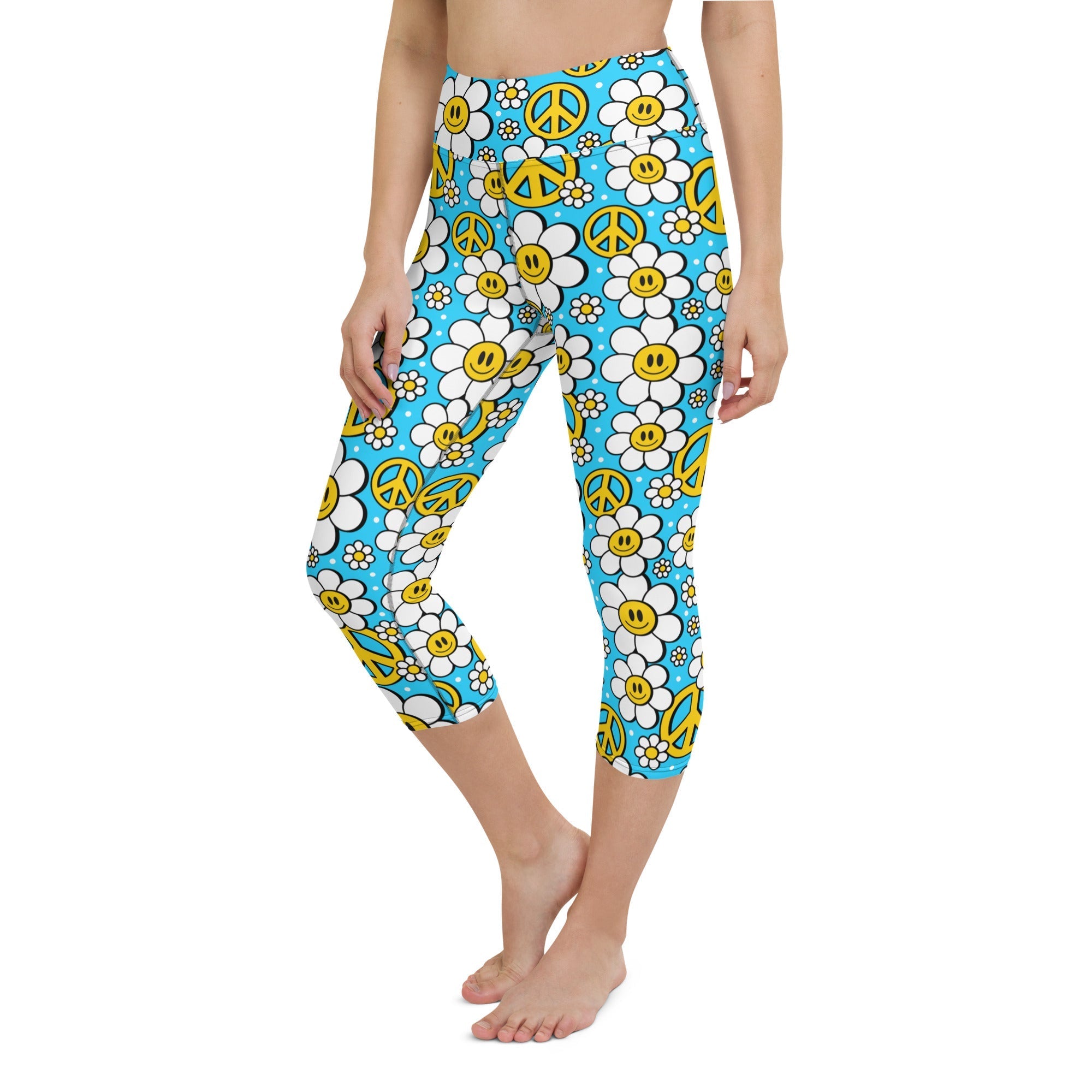 Hippie Flower Pattern Yoga Capris