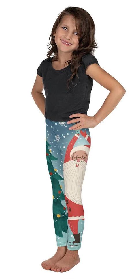 Kids' Santa Christmas Tree Leggings - FiercePulse - Premium Workout Leggings - Yoga Pants