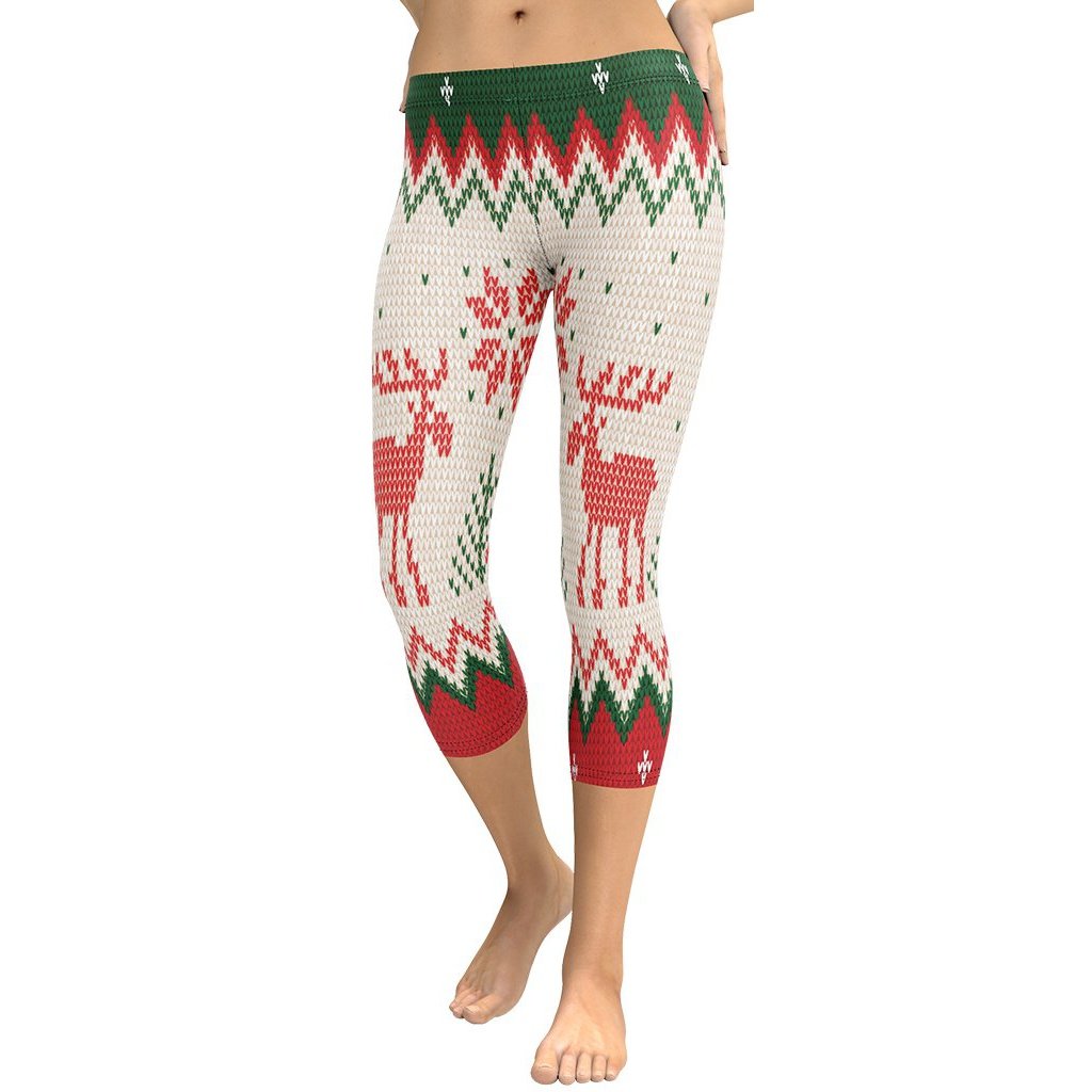 Knitted Print Ugly Christmas Capris