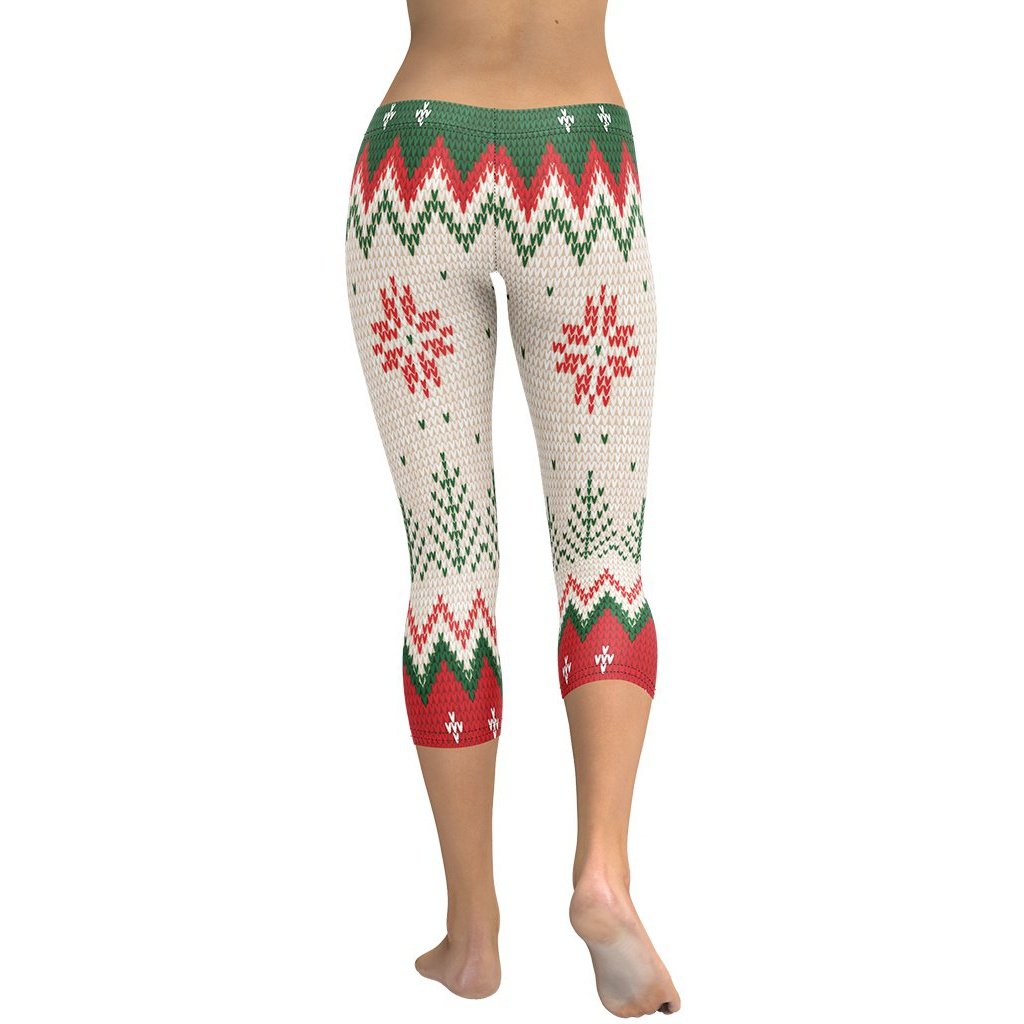 Knitted Print Ugly Christmas Capris