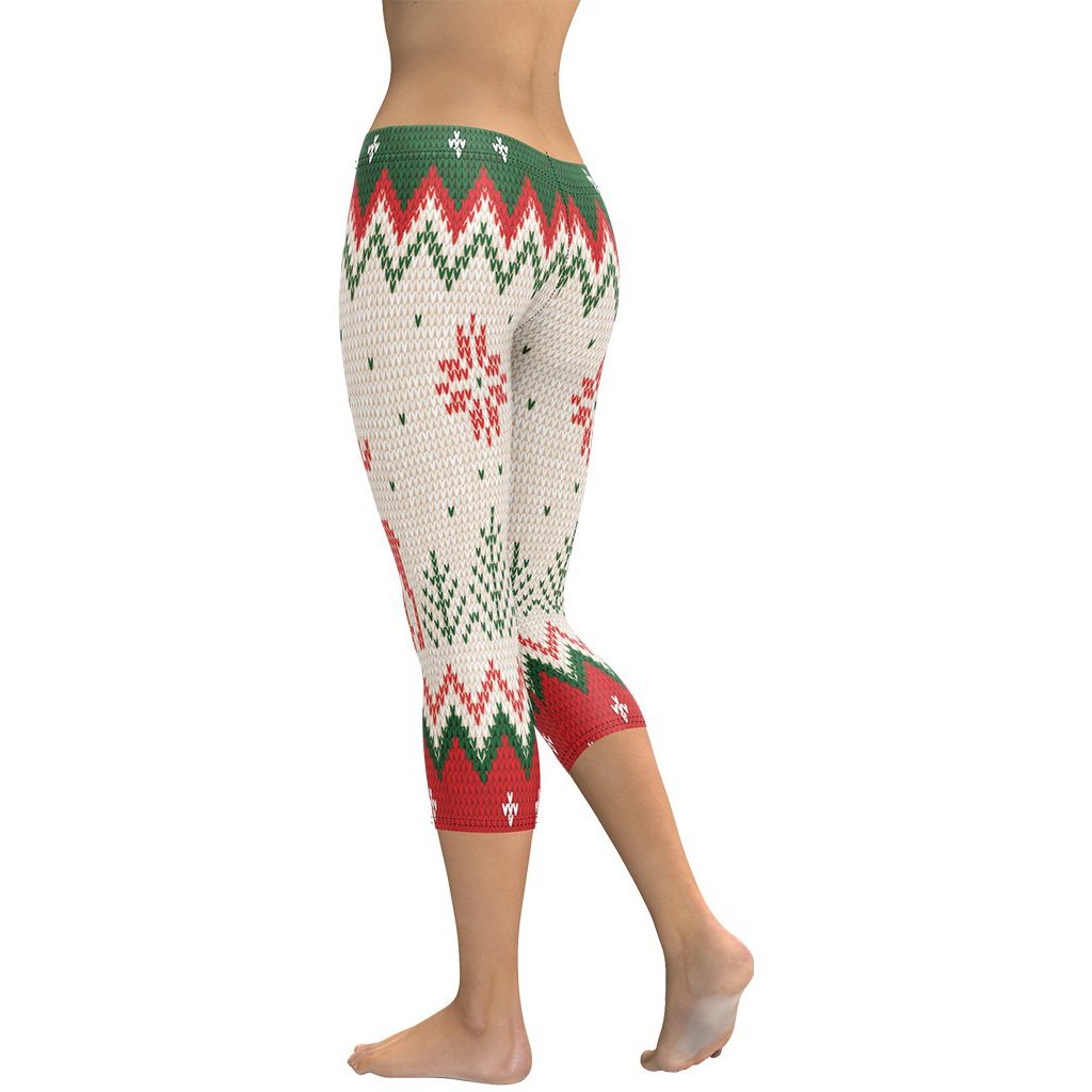 Knitted Print Ugly Christmas Capris