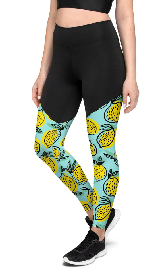 Lemon Pattern Compression Leggings