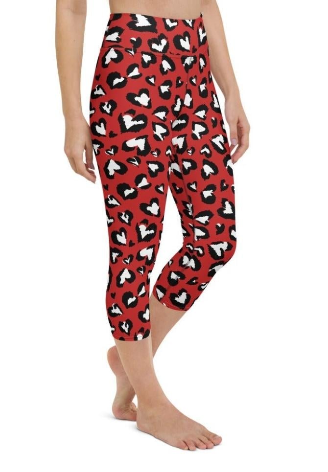Leopard Hearts Yoga Capris