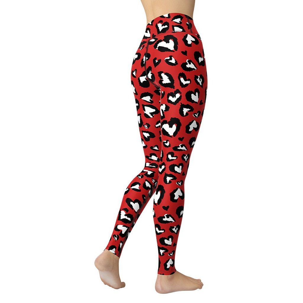 Leopard Hearts Yoga Leggings