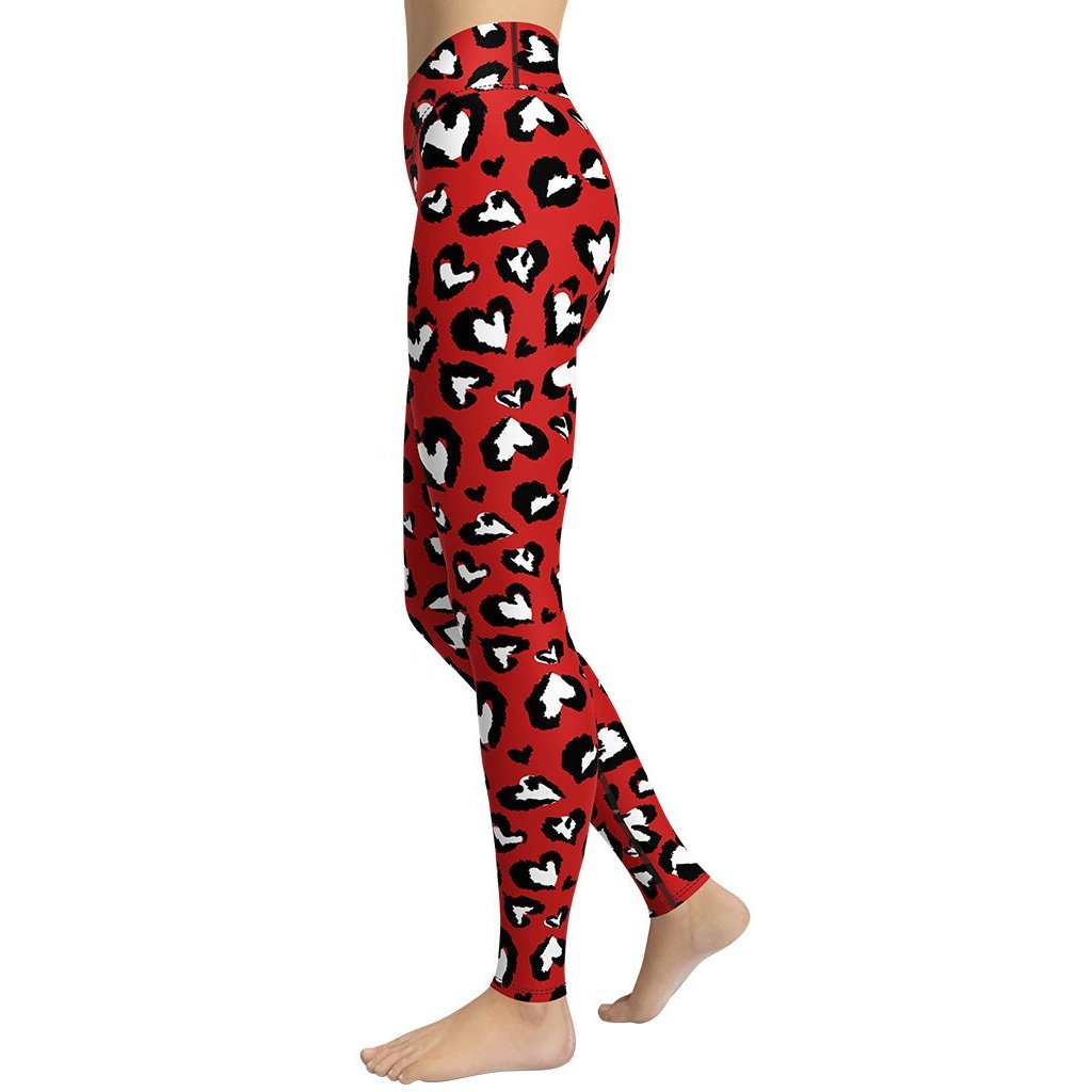 Leopard Hearts Yoga Leggings