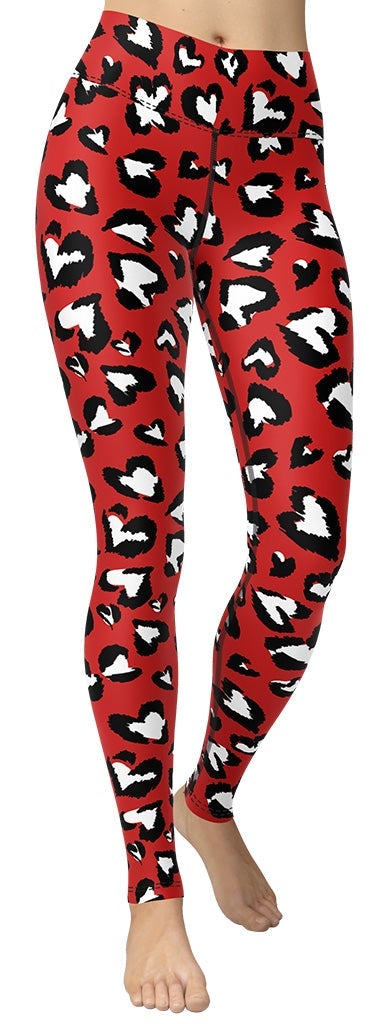 Leopard Hearts Yoga Leggings
