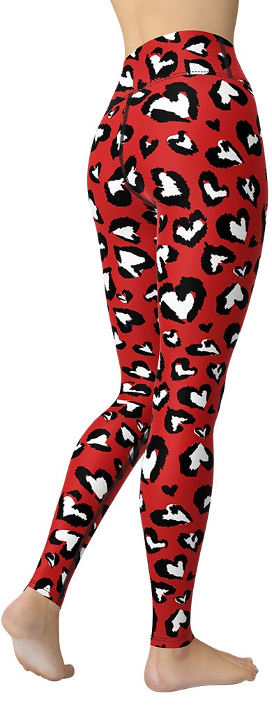 Leopard Hearts Yoga Leggings