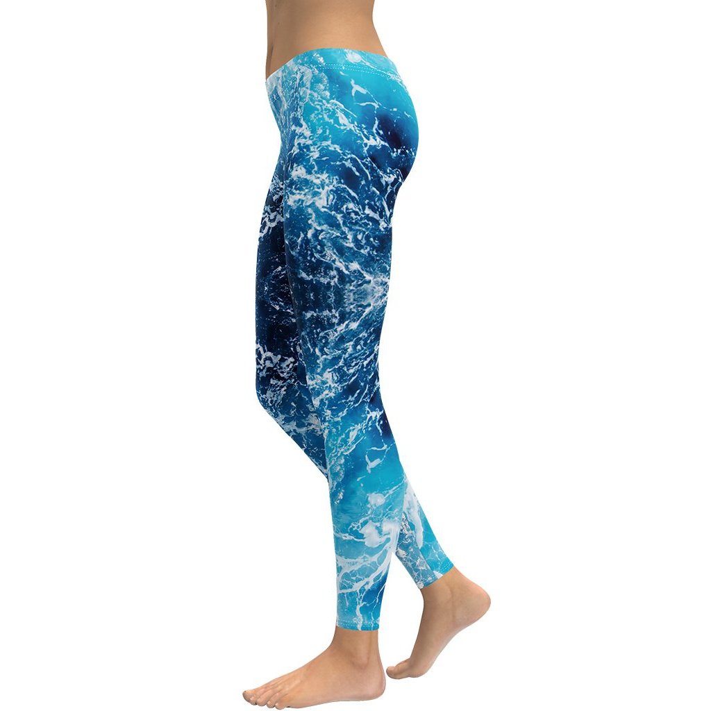 Mid-Waisted Lovely Ocean Print Leggings