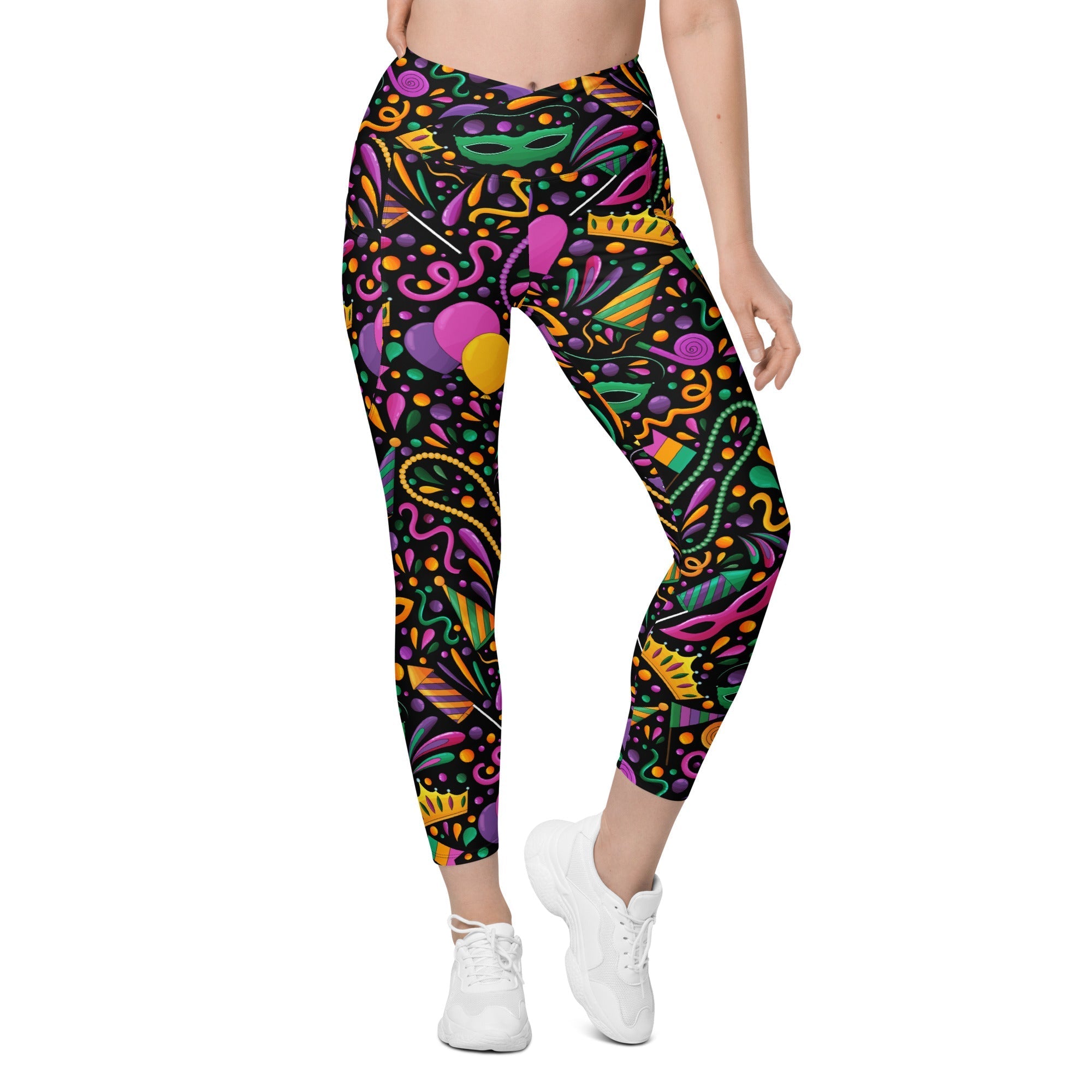 Mardi Gras Crossover Leggings With Pockets