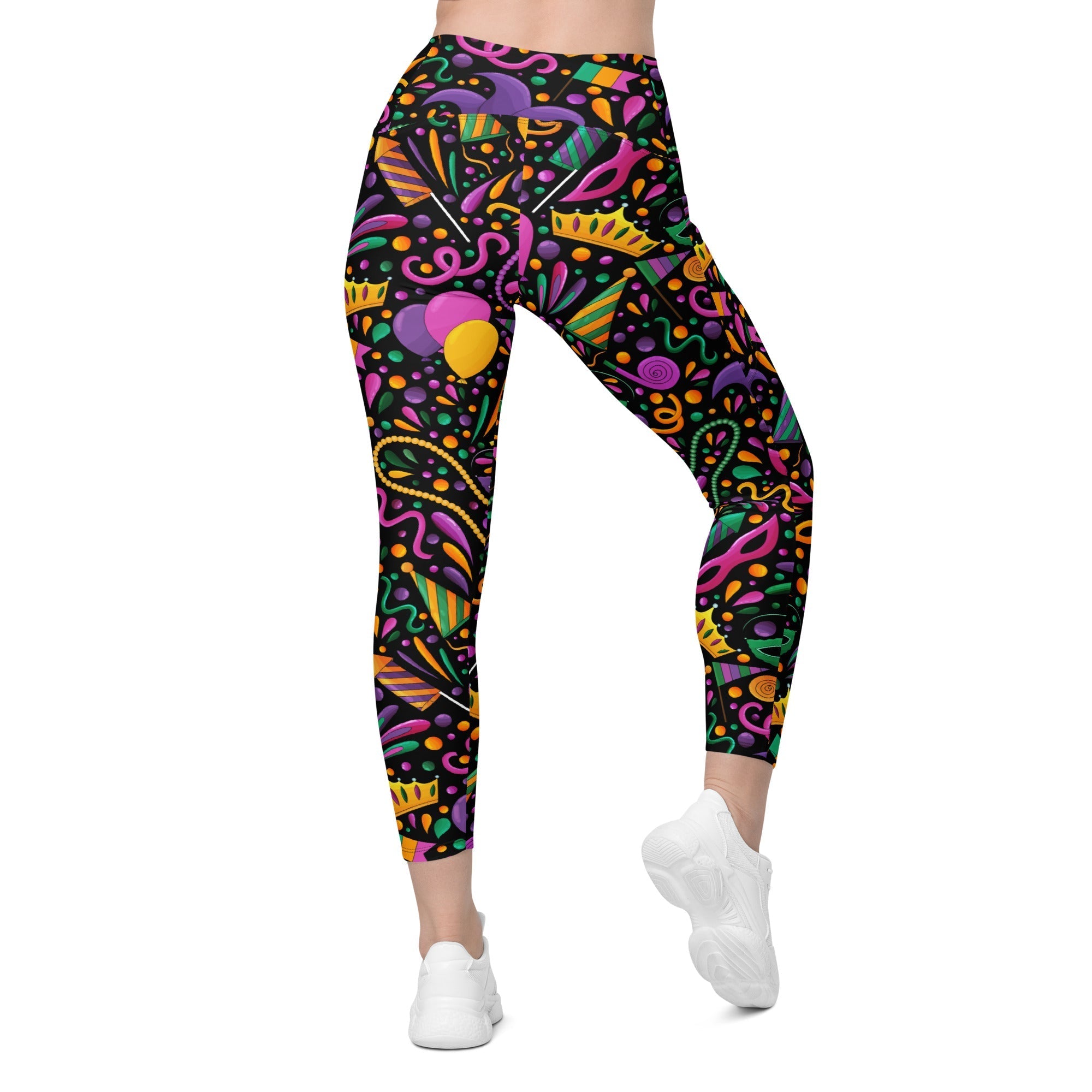 Mardi Gras Crossover Leggings With Pockets