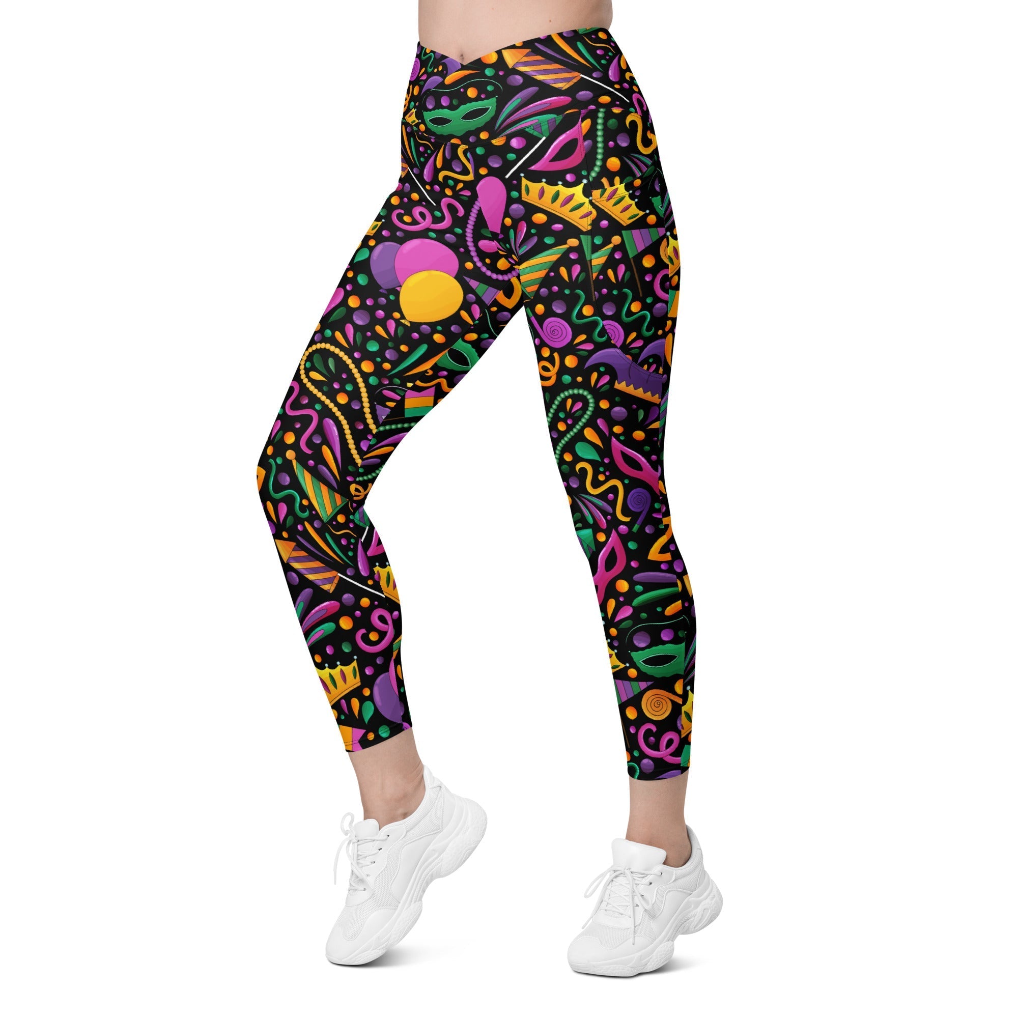 Mardi Gras Crossover Leggings With Pockets