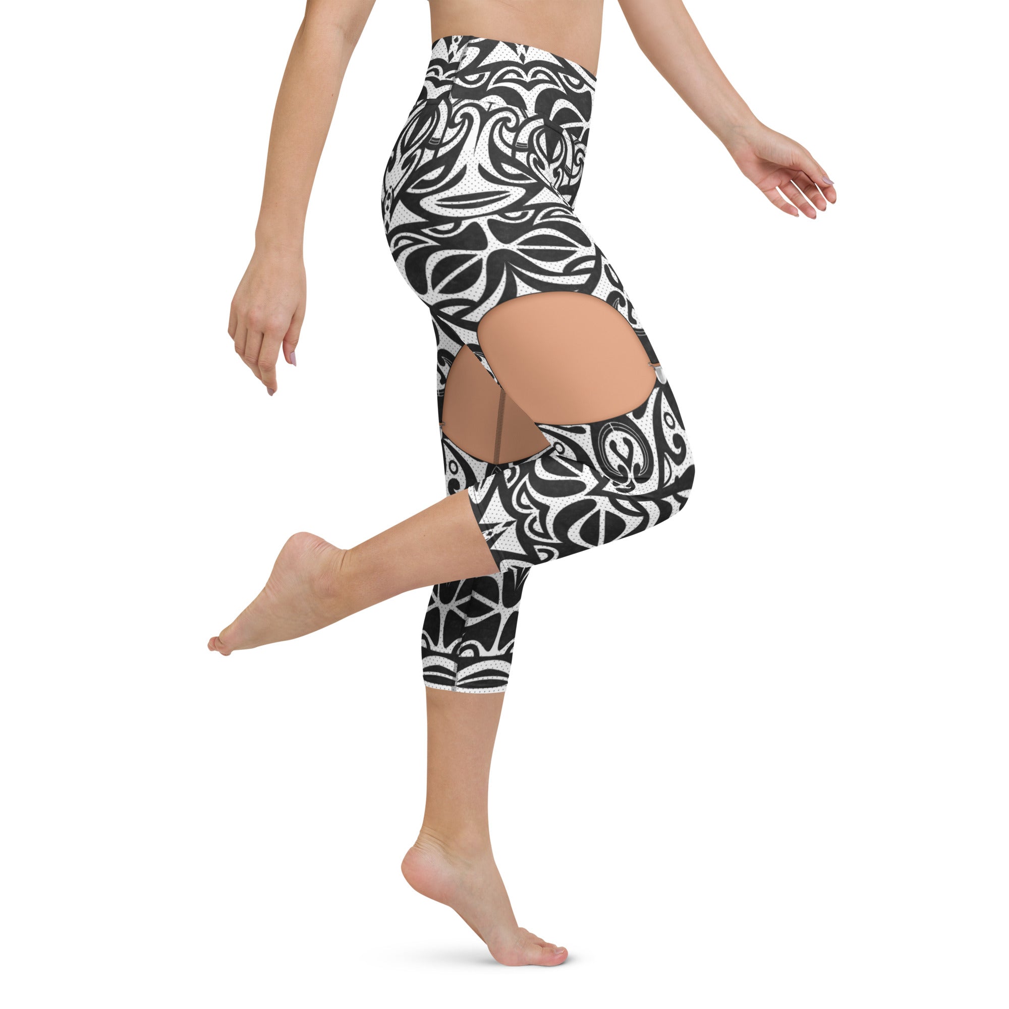 Medium Tone Cute Suspenders Yoga Capris