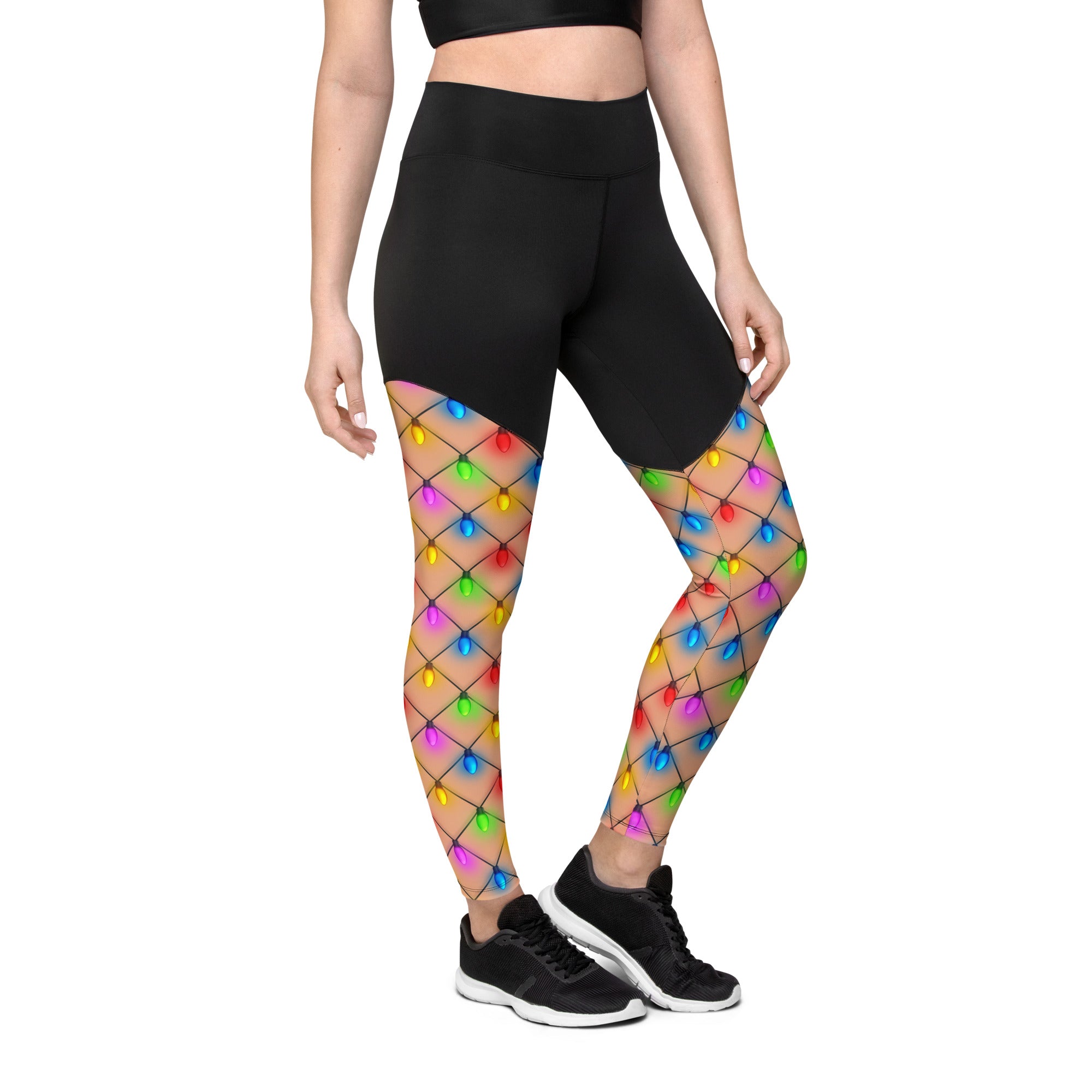 Naughty Christmas Lights Compression Leggings