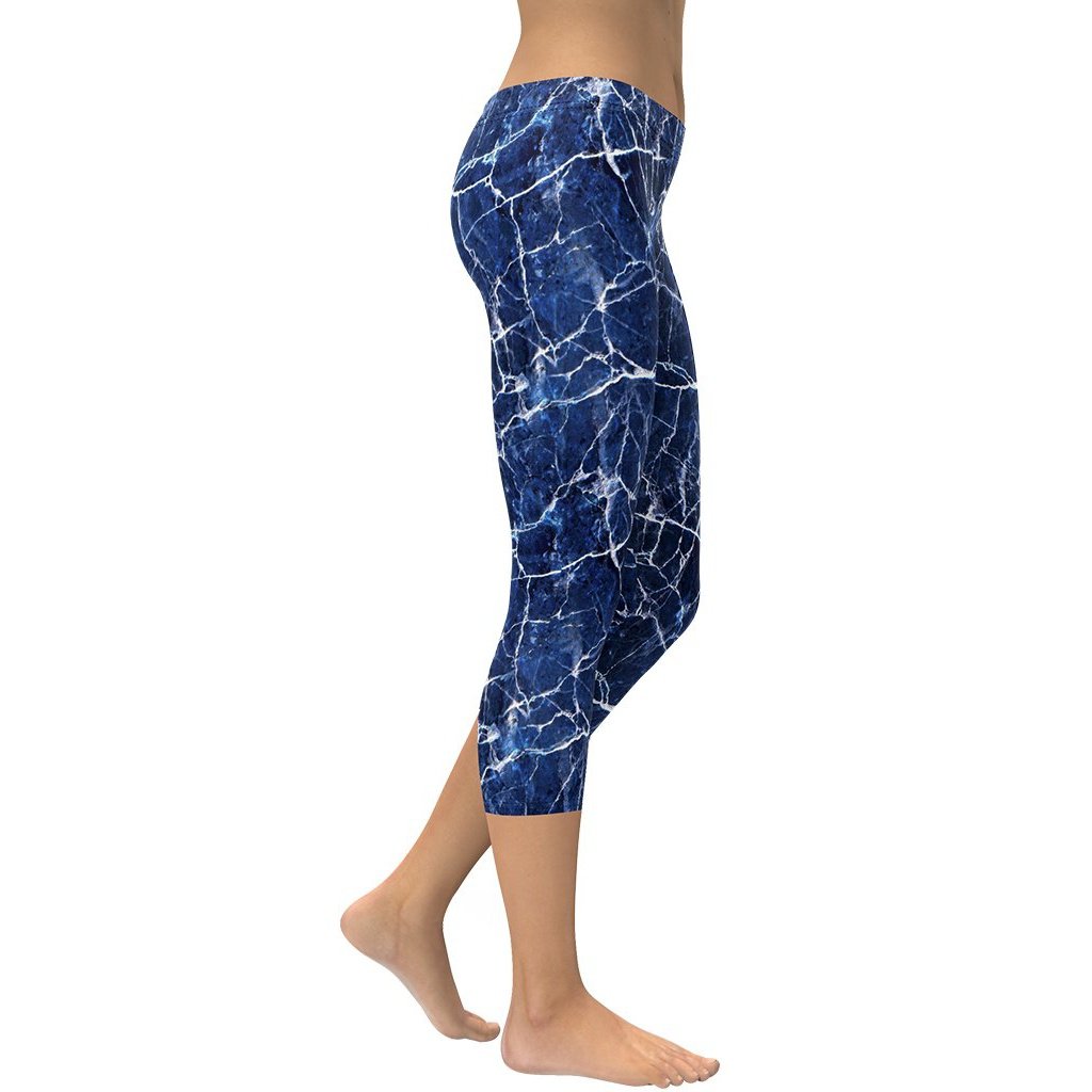 Navy Blue Marble Capris