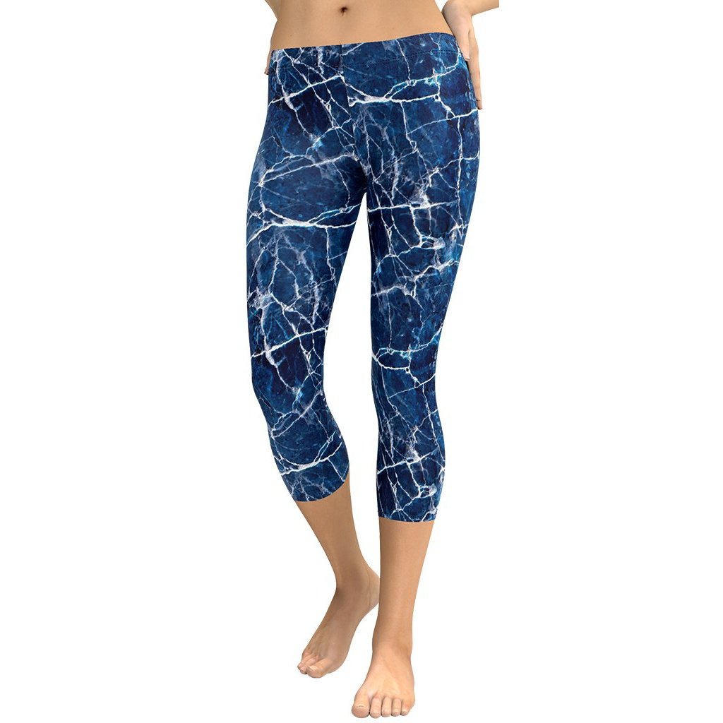 Navy Blue Marble Capris