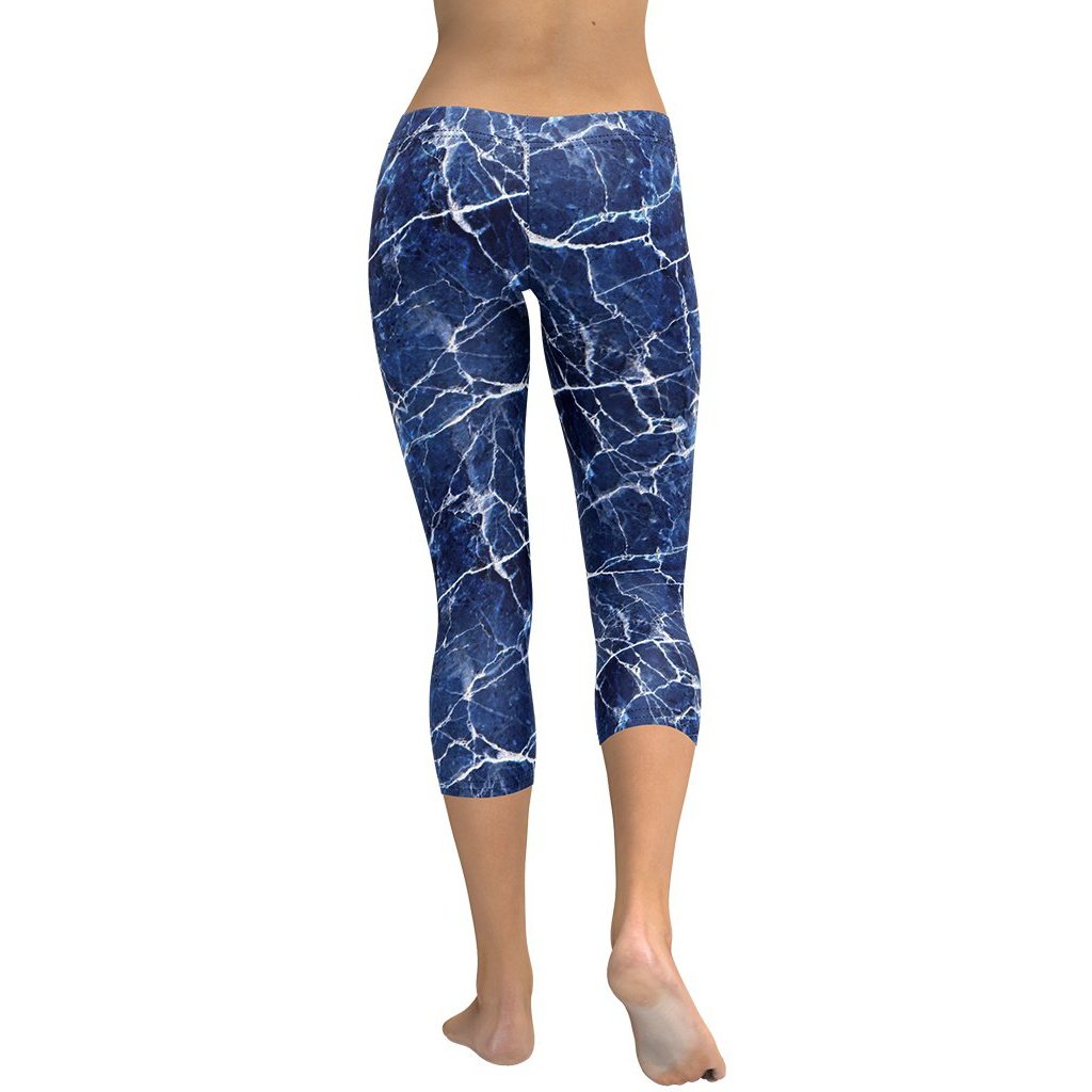 Navy Blue Marble Capris