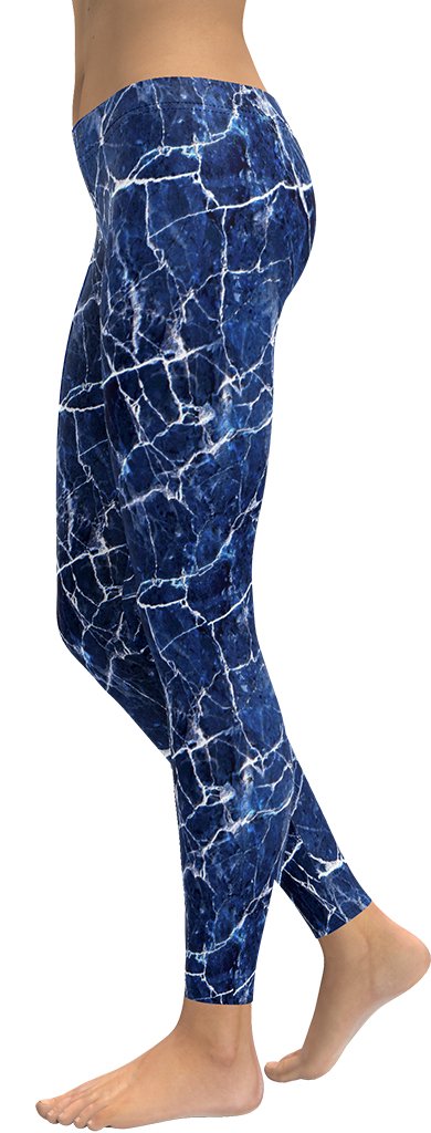 Navy Blue Marble Leggings