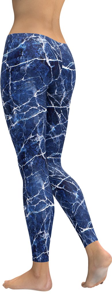 Navy Blue Marble Leggings
