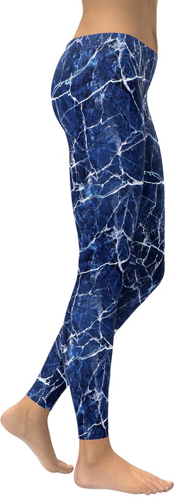 Navy Blue Marble Leggings