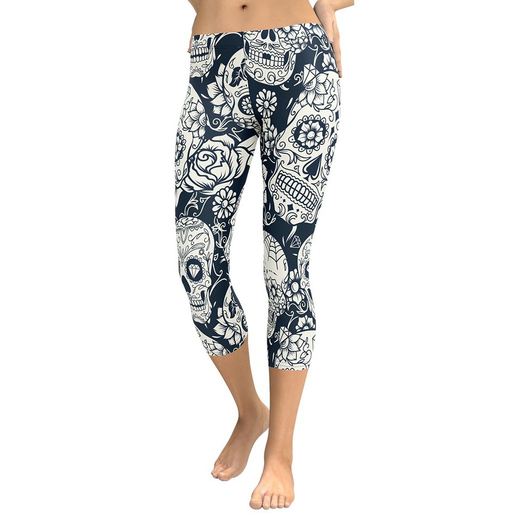 Navy Blue Skull Capris