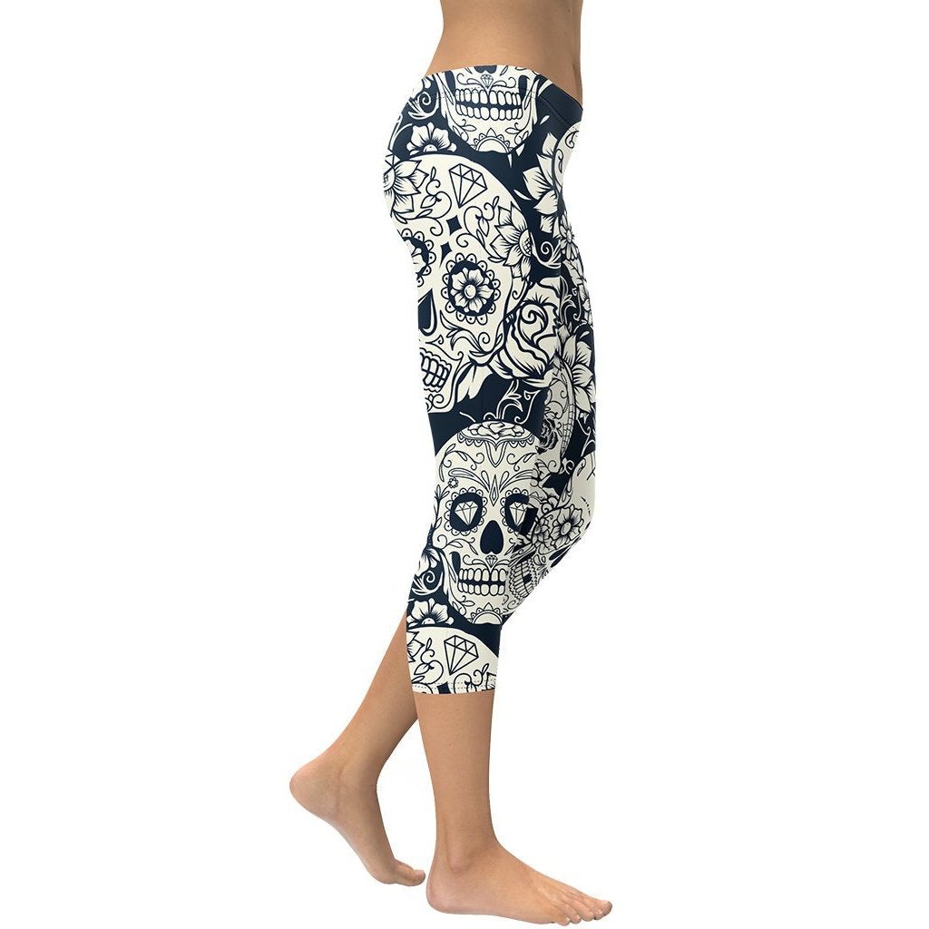 Navy Blue Skull Capris