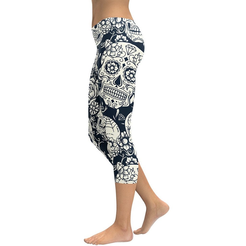 Navy Blue Skull Capris