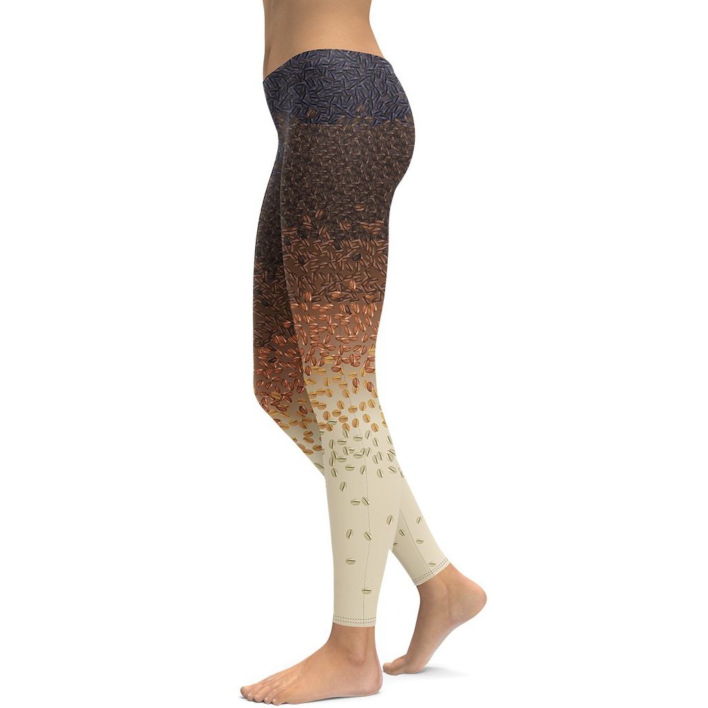 Dynamic Ombre Coffee Beans Printed Leggings