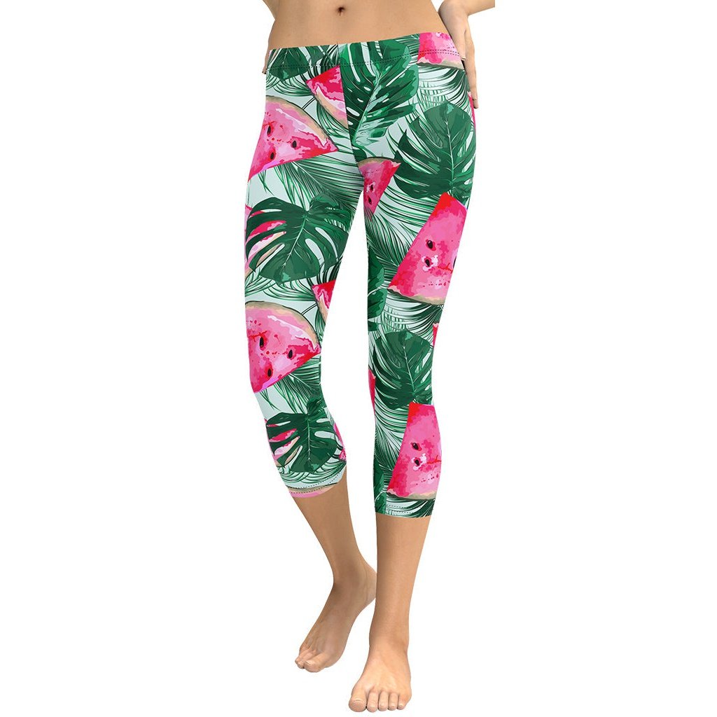 Palm Leaves & Watermelon Capris
