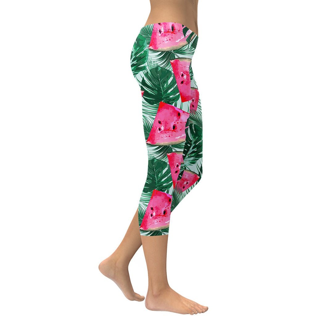 Palm Leaves & Watermelon Capris