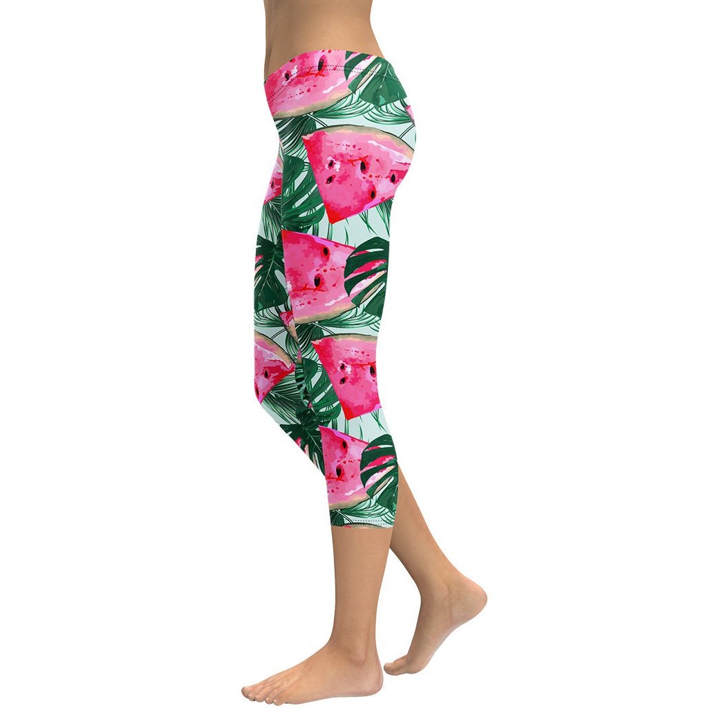 Palm Leaves & Watermelon Capris