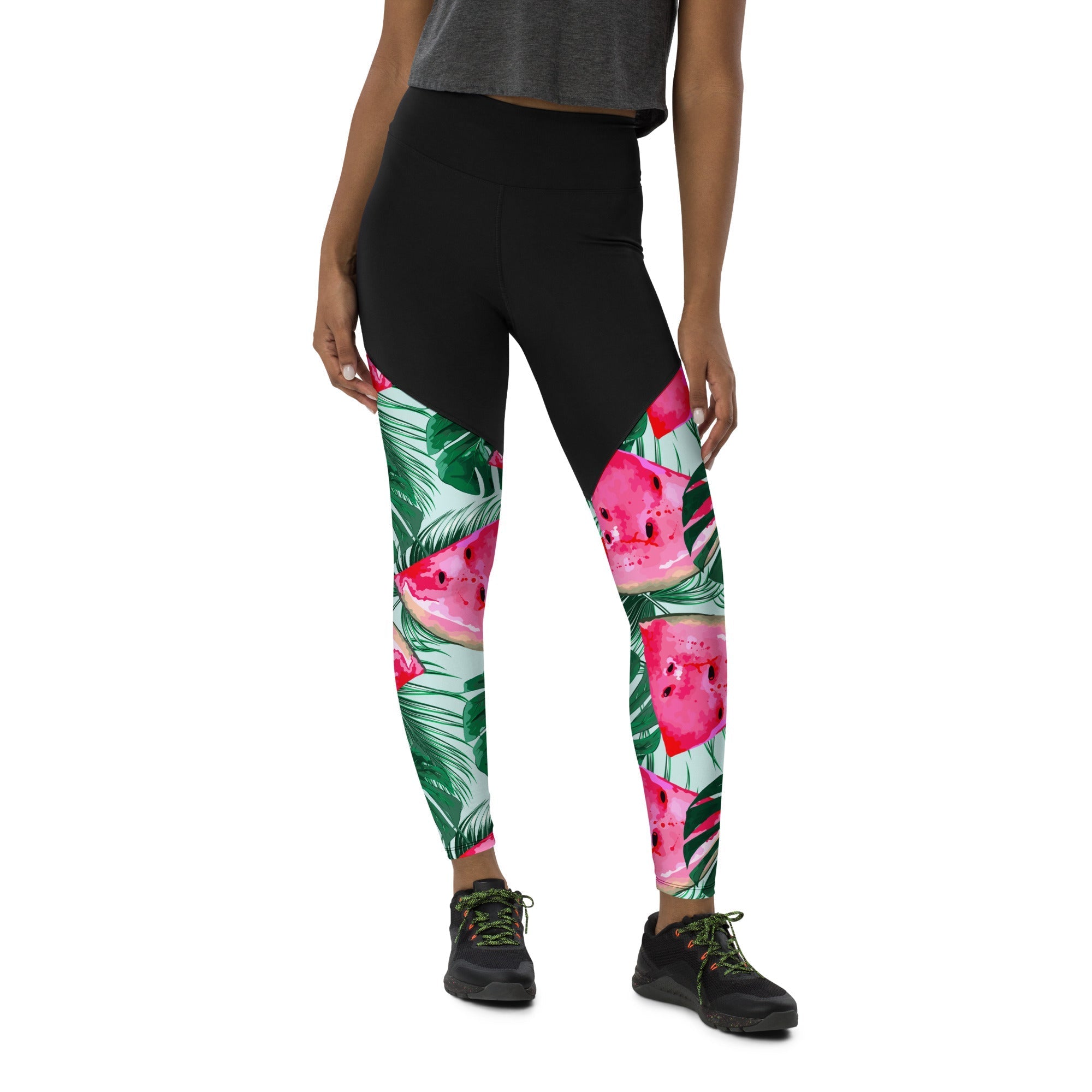 Palm Leaves & Watermelon Compression Leggings