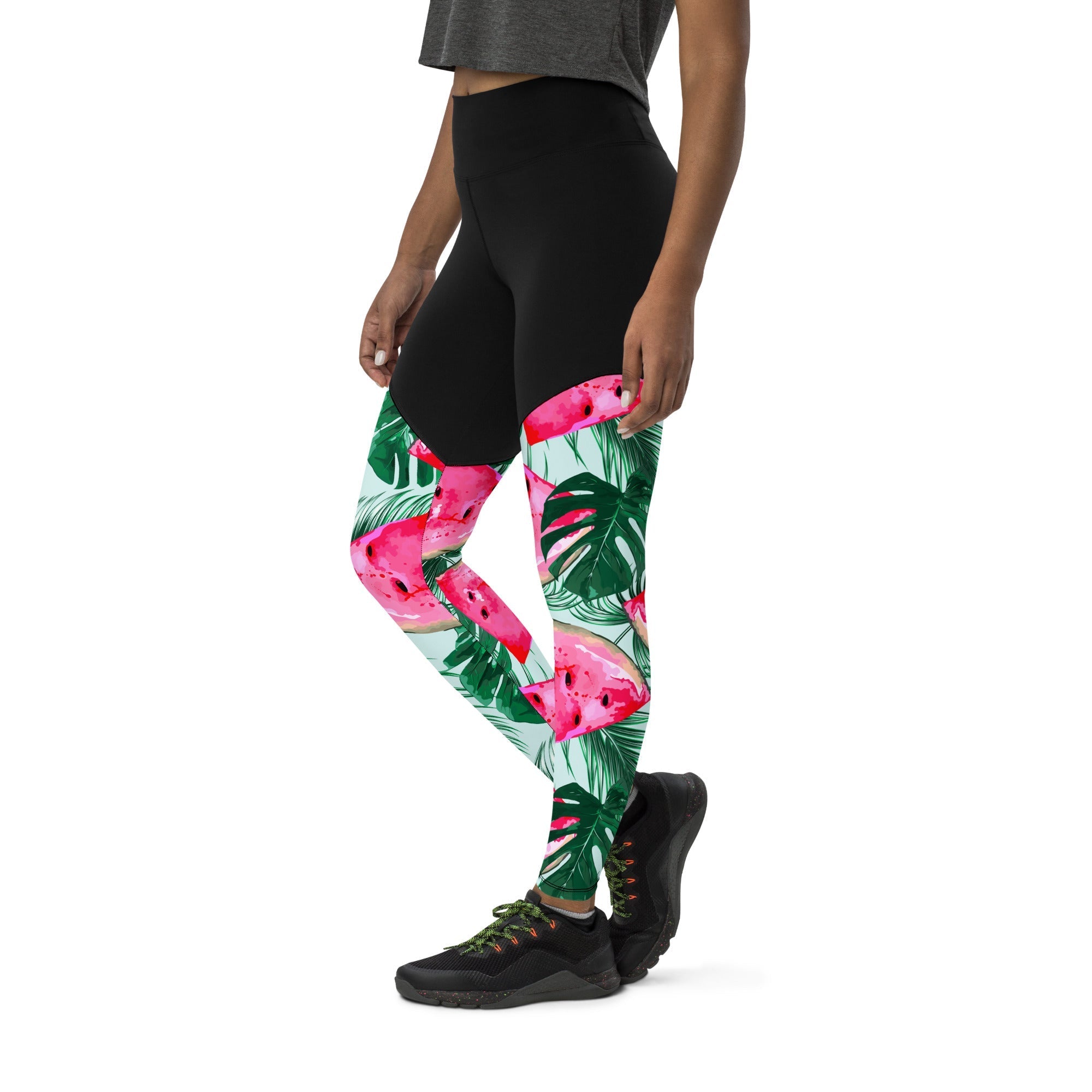 Palm Leaves & Watermelon Compression Leggings