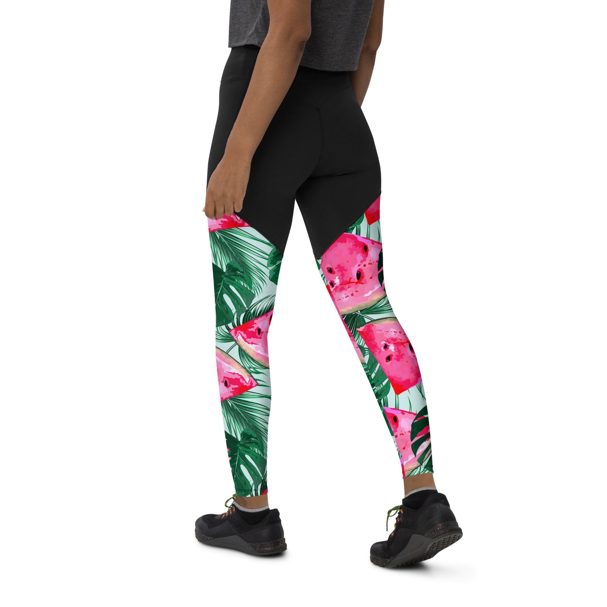 Palm Leaves & Watermelon Compression Leggings