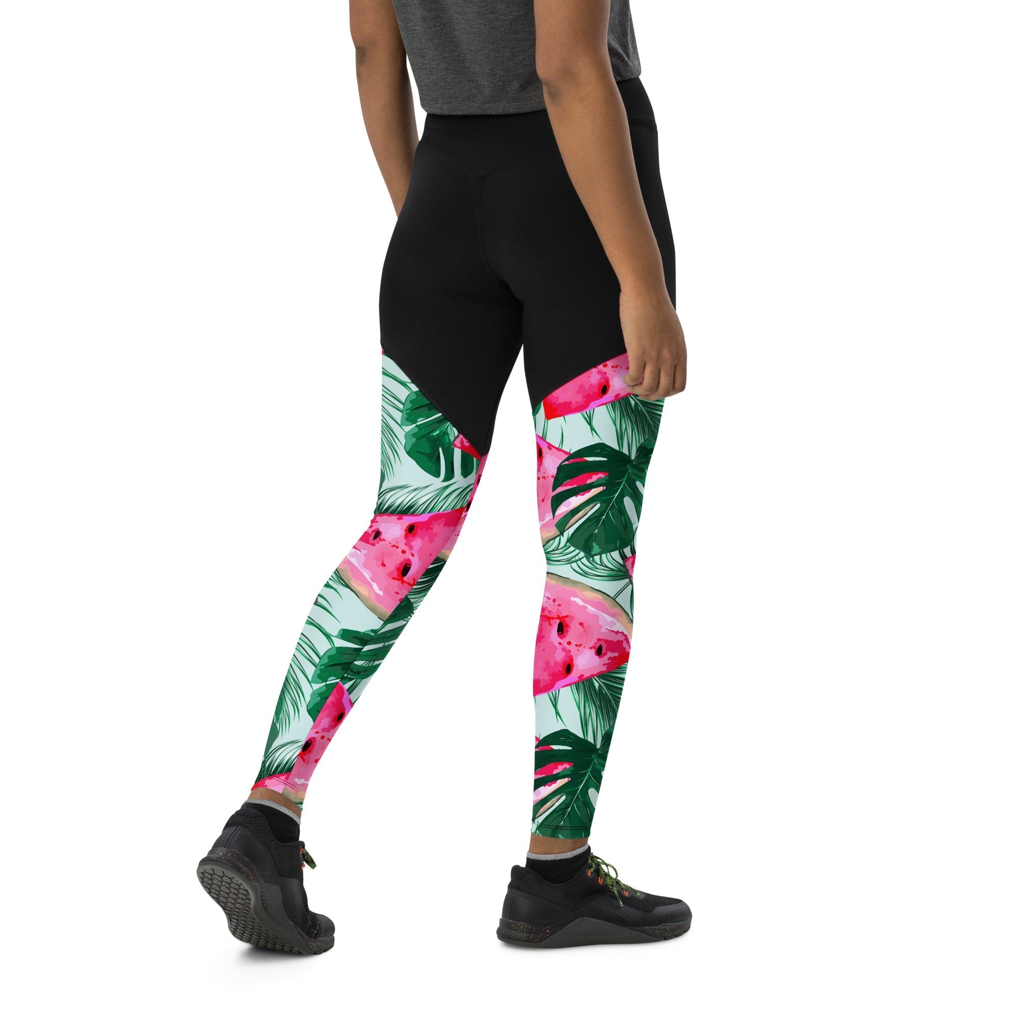 Palm Leaves & Watermelon Compression Leggings
