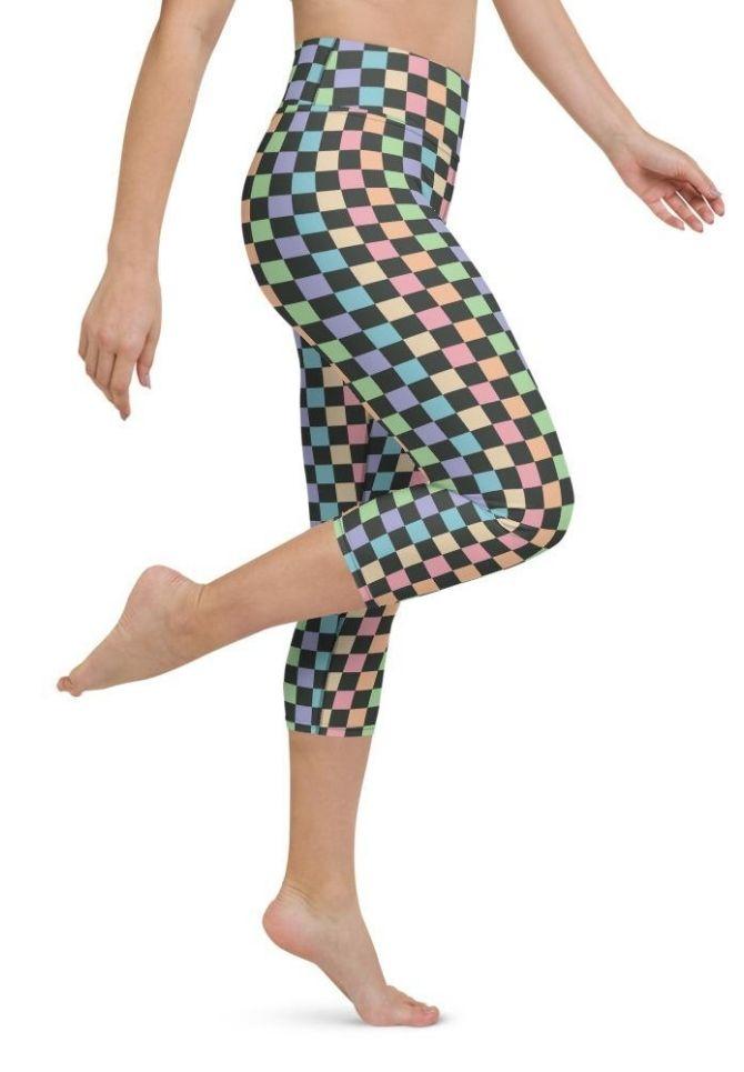 Pastel Checkerboard Yoga Capris
