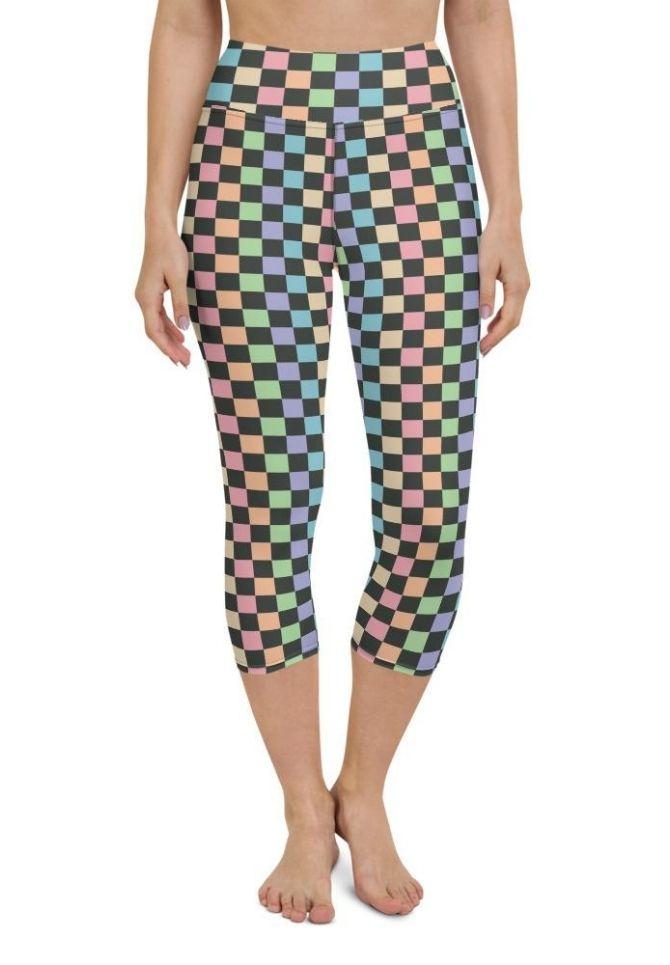 Pastel Checkerboard Yoga Capris