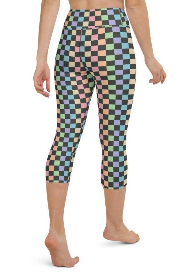 Pastel Checkerboard Yoga Capris