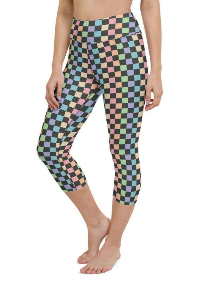 Pastel Checkerboard Yoga Capris