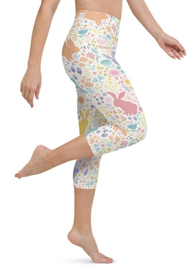 Pastel Easter Garden Yoga Capris