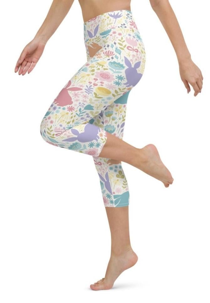 Pastel Easter Garden Yoga Capris