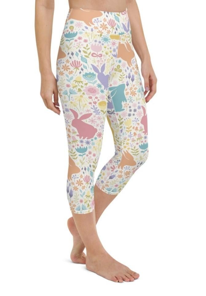 Pastel Easter Garden Yoga Capris