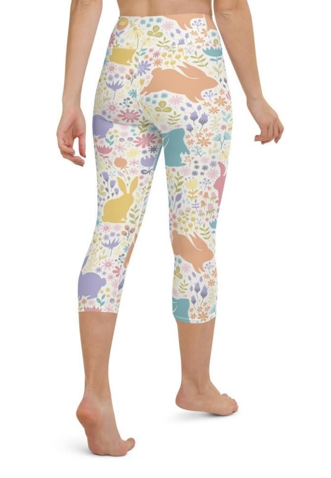 Pastel Easter Garden Yoga Capris