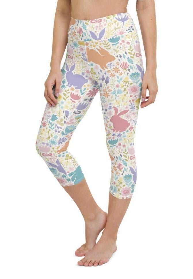 Pastel Easter Garden Yoga Capris