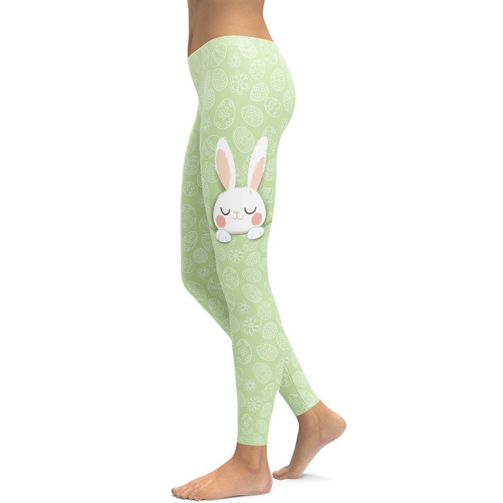 Bunny Ears & Eggs Easter Leggings Multiple Sizes Super Soft w/POCKETS