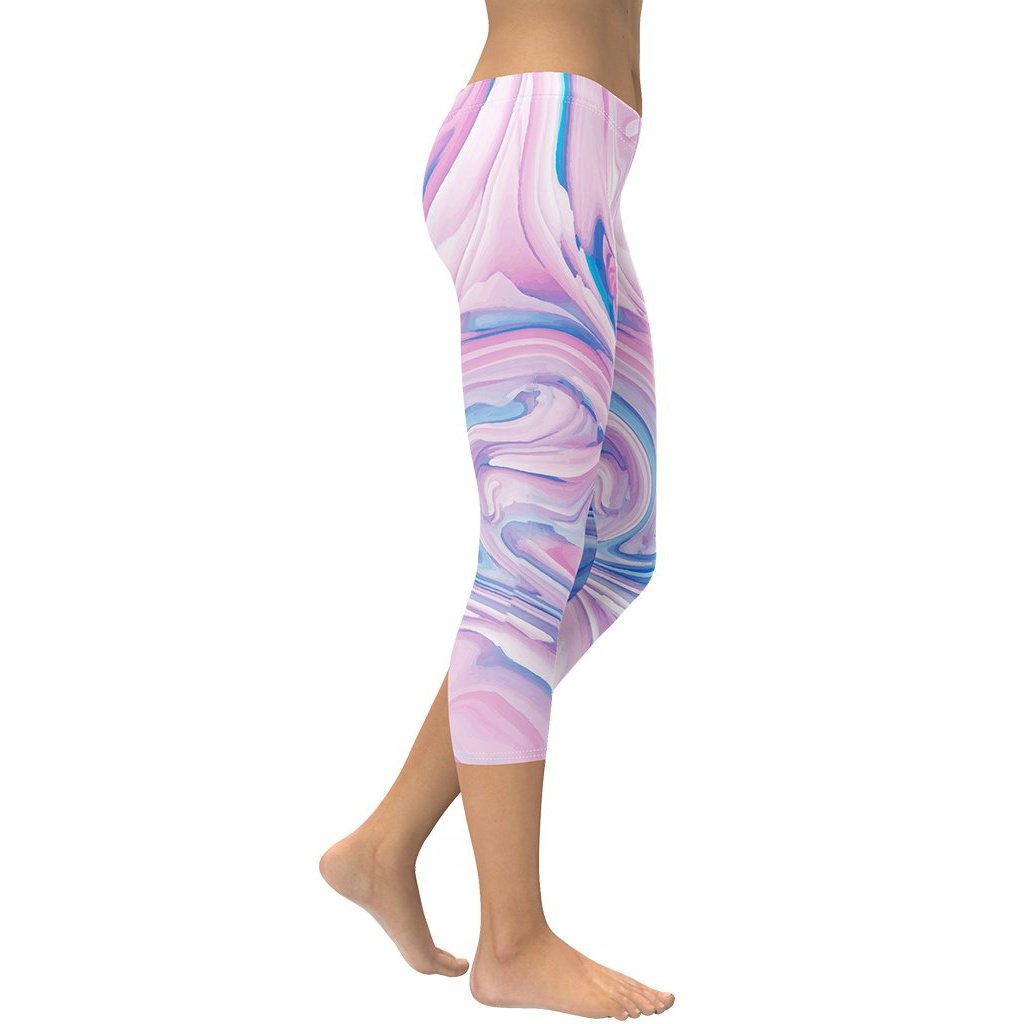 Pink & Blue Marble Capris